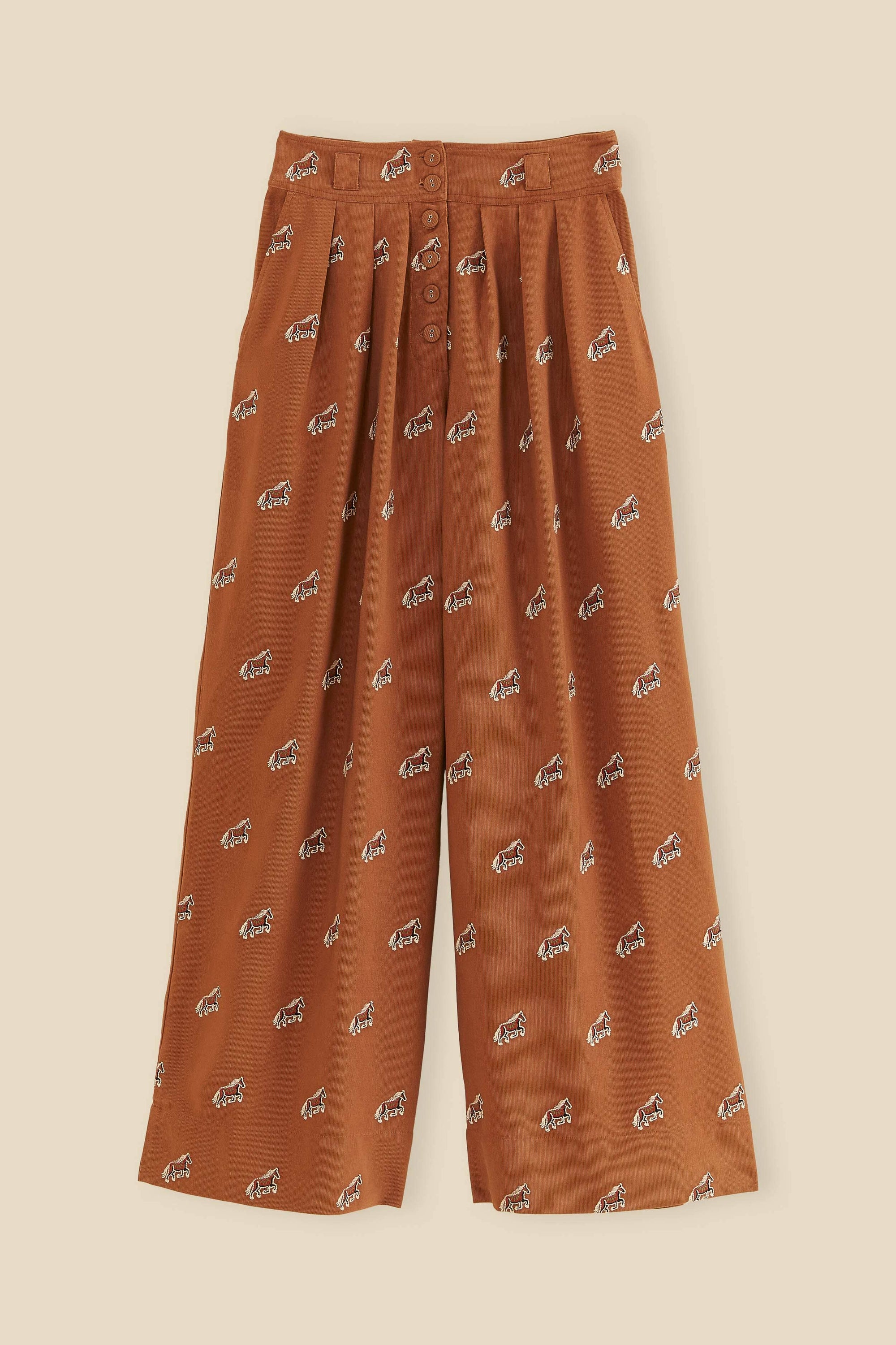 Pantalon à chevaux brodés en coton - Orange