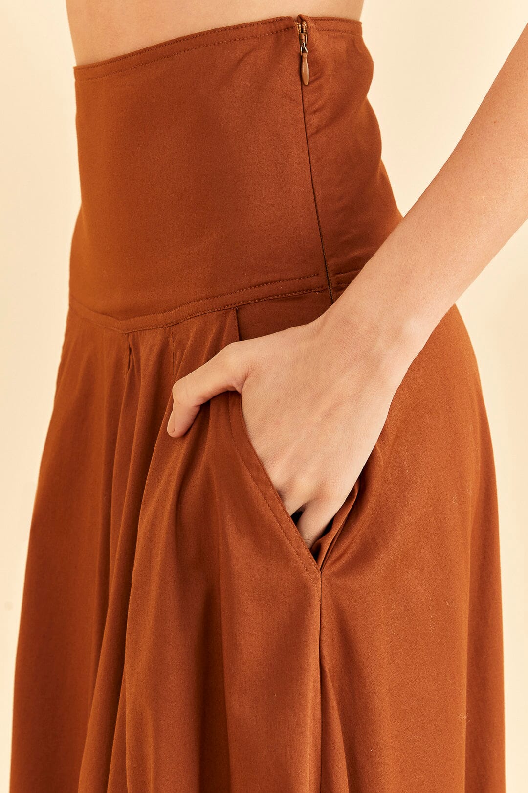 Jupe longue à volants en coton - Orange
