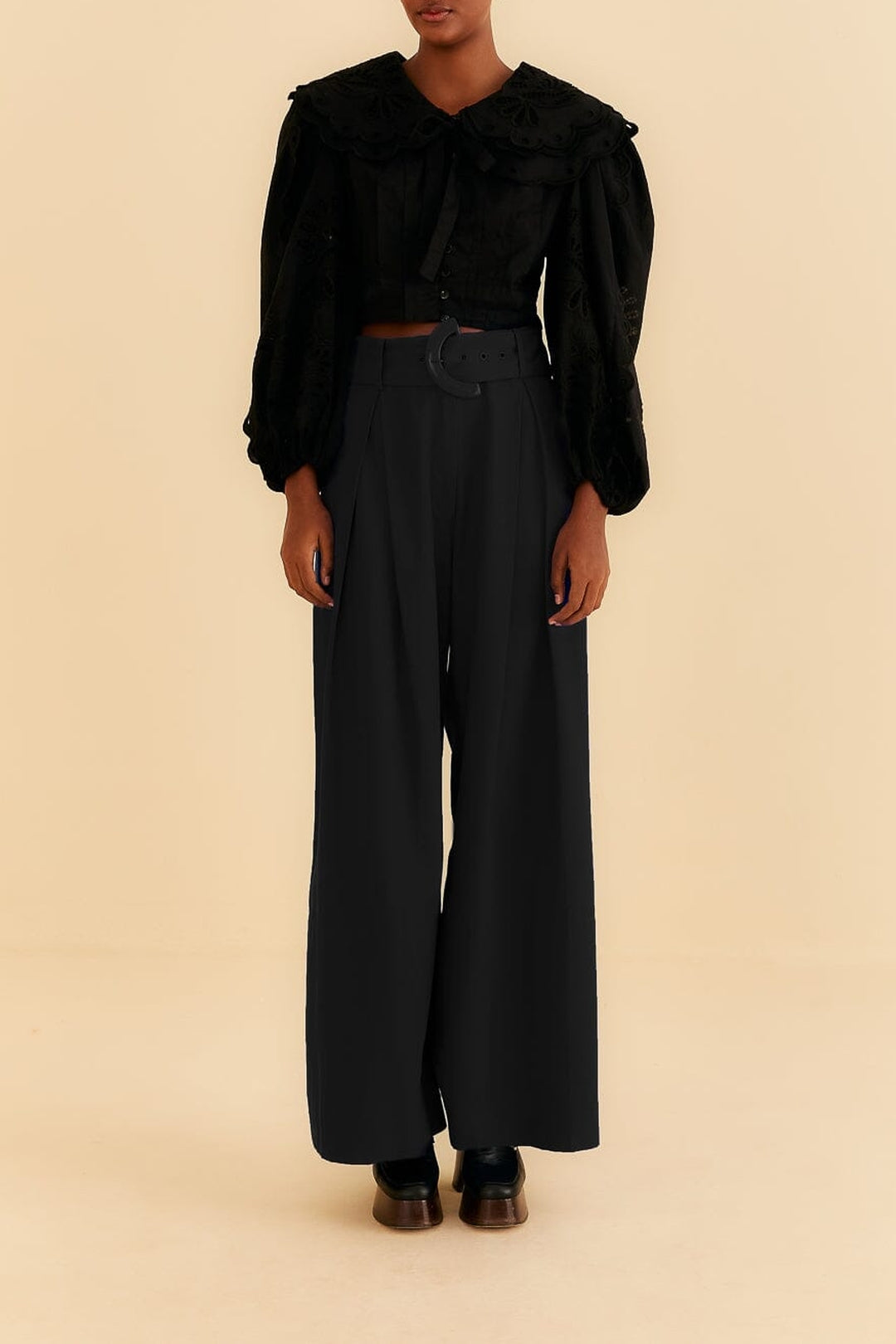 Pantalon ajusté en coton - Noir