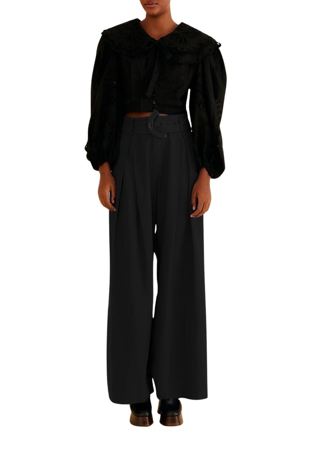 Pantalon ajusté en coton - Noir