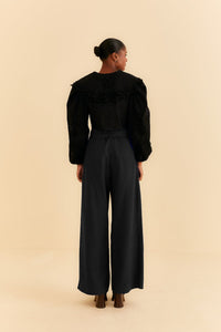 Pantalon ajusté en coton - Noir