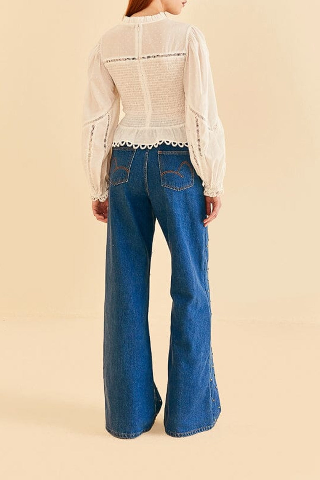 Jean baggy à perles - Bleu