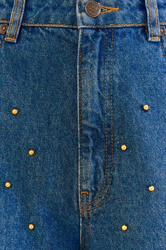 Jean baggy à perles - Bleu
