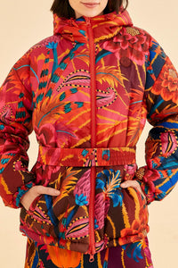 Doudoune réversible vintage à motif vagues - Orange
