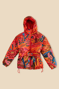 Doudoune réversible vintage à motif vagues - Orange
