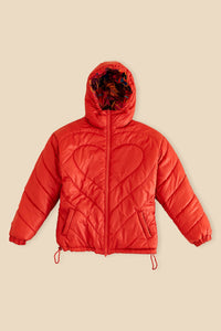 Doudoune réversible vintage à motif vagues - Orange