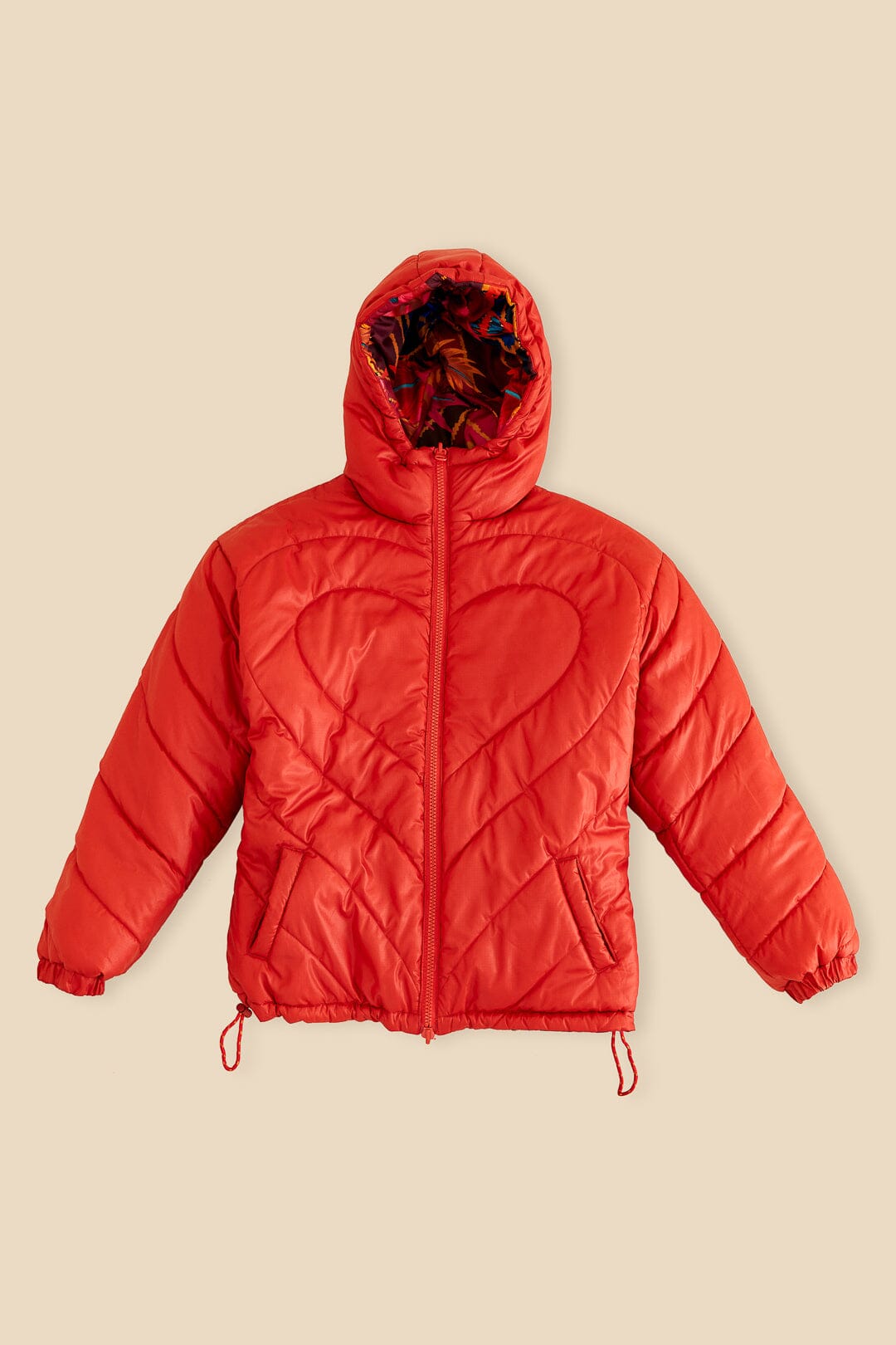 Doudoune réversible vintage à motif vagues - Orange
