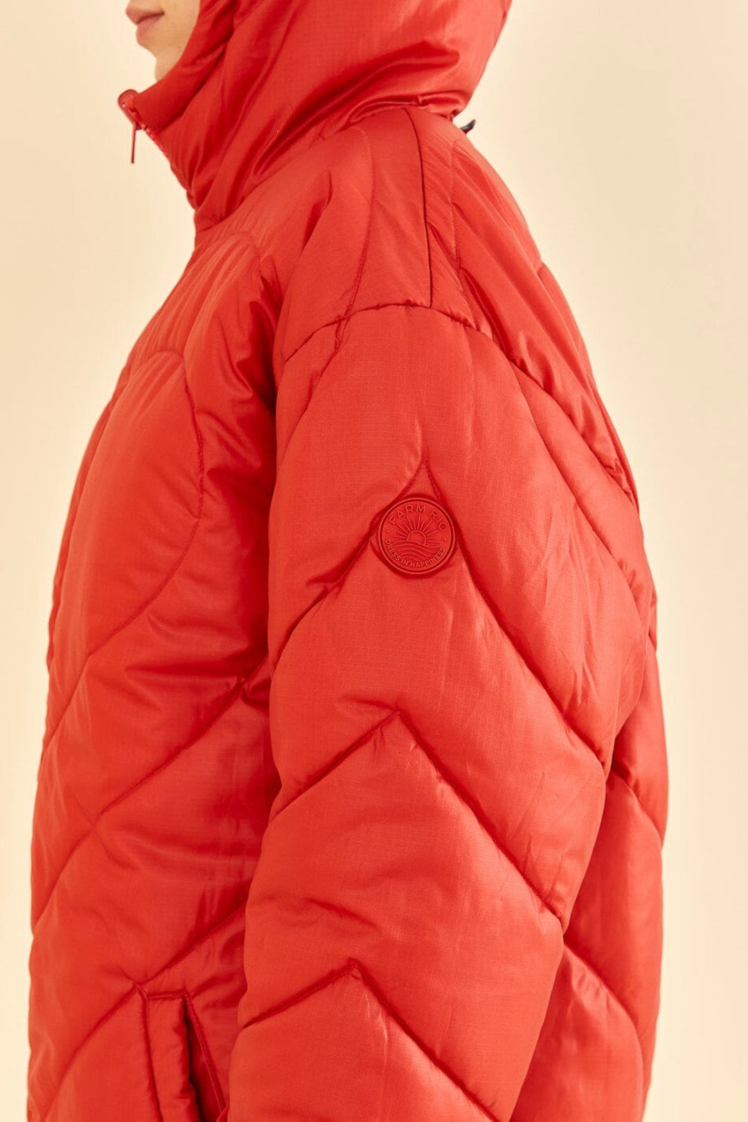 Doudoune réversible vintage à motif vagues - Orange