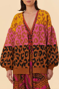 Cardigan en maille à motifs Léopard - Marron