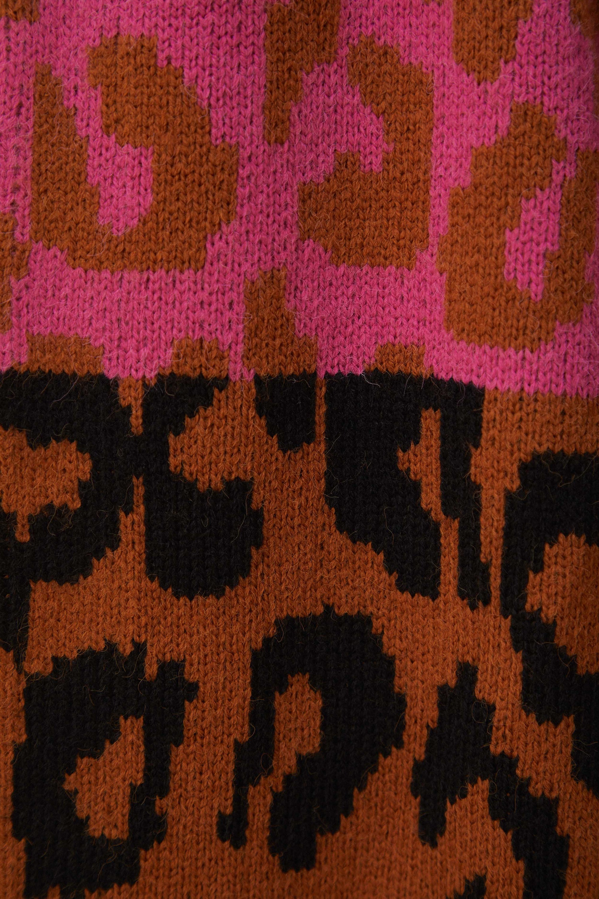 Cardigan en maille à motifs Léopard - Marron