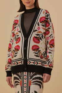 Cardigan Paradise Palms en maille - Beige