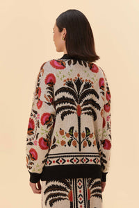 Cardigan Paradise Palms en maille - Beige