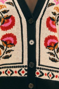 Cardigan Paradise Palms en maille - Beige