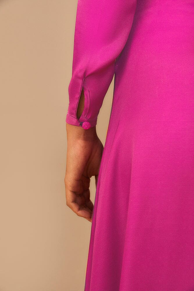 Robe longue à manches longues - Rose