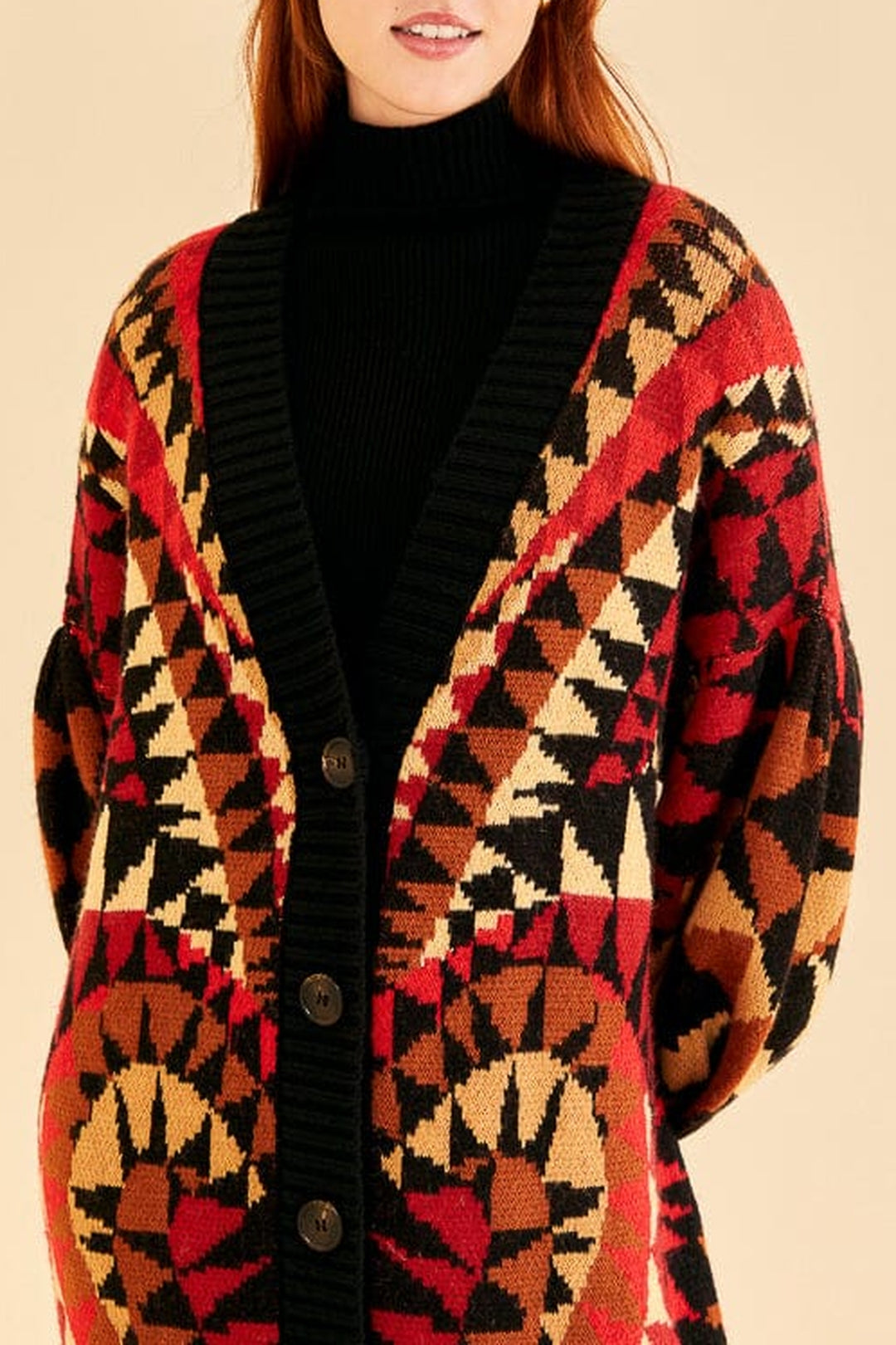 Cardigan long Heart Deco - Rouge