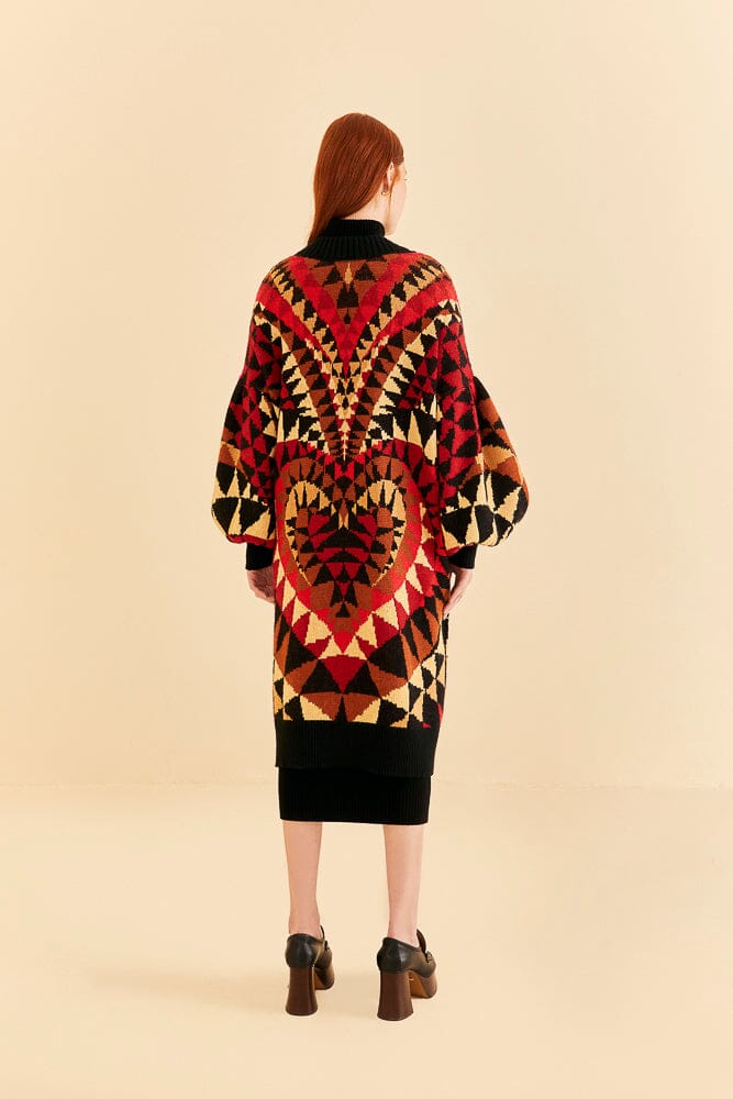 Cardigan long Heart Deco - Rouge