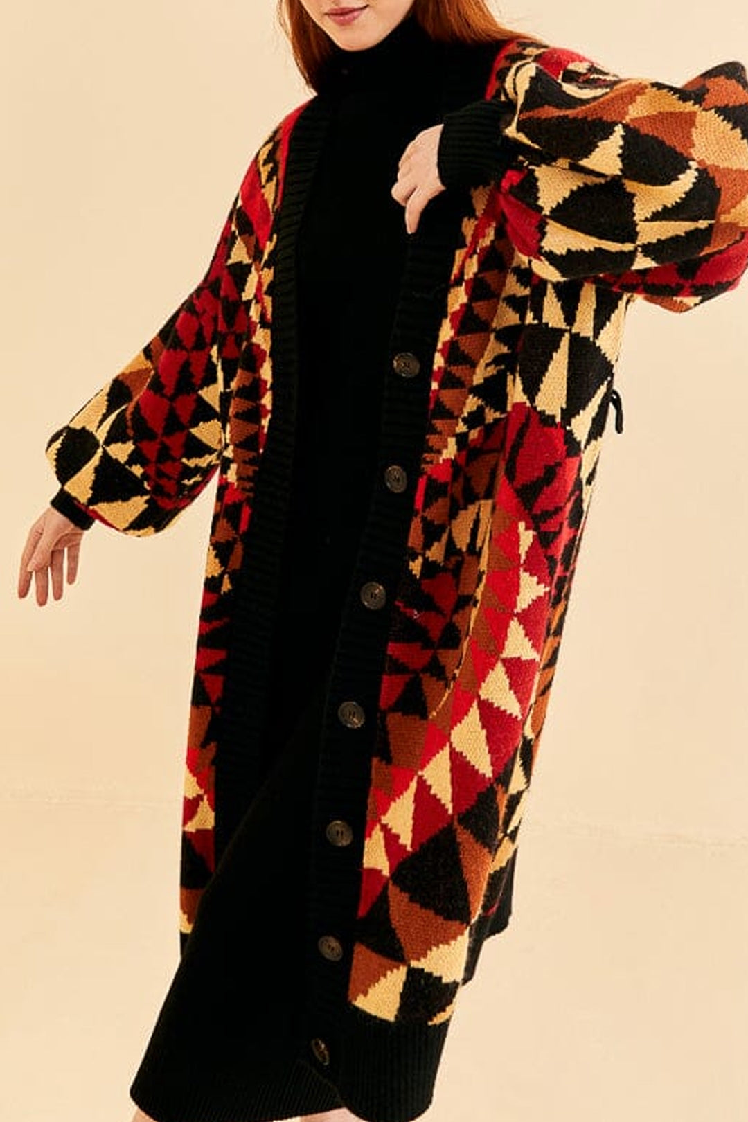 Cardigan long Heart Deco - Rouge