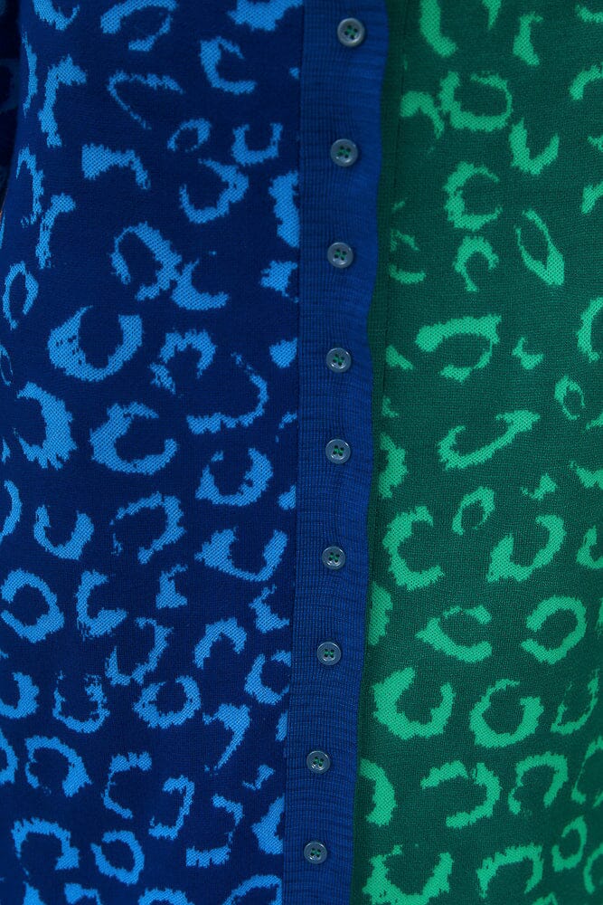 Robe midi en maille à motifs léopard - Vert