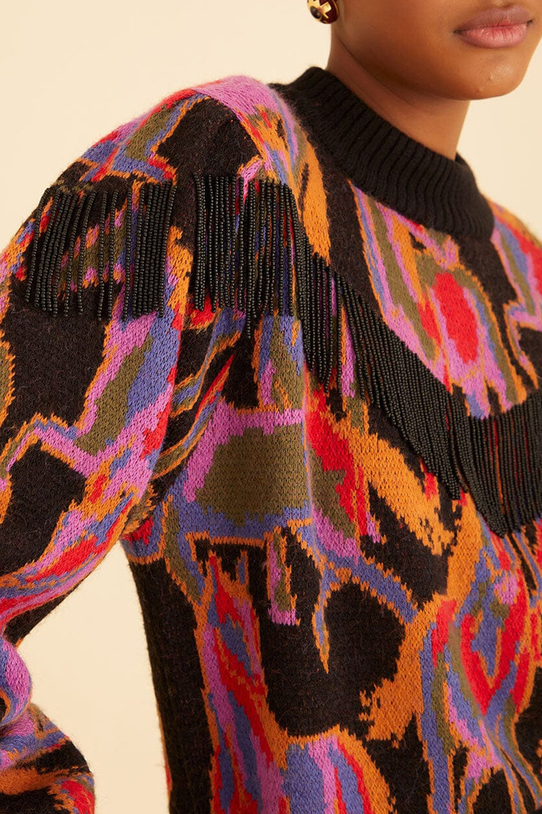 Pull à franges Wild Horses - Noir & rouge
