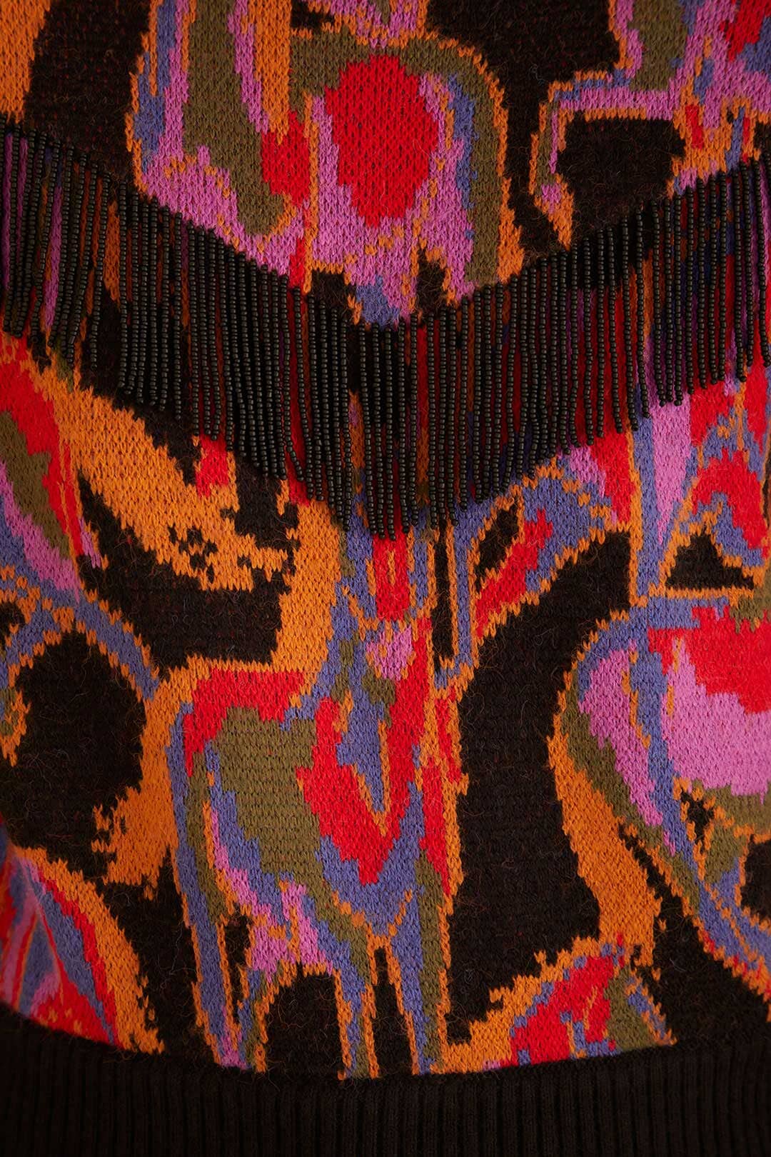 Pull à franges Wild Horses - Noir & rouge