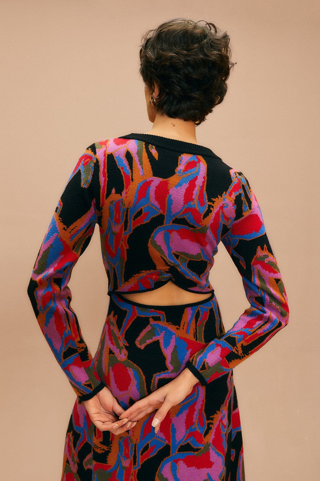 Robe longue Wild Horses en maille - Rouge