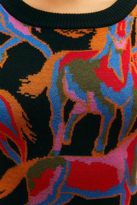 Robe longue Wild Horses en maille - Rouge