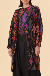 Cardigan long Lightning en molleton de laine mélangée - Noir