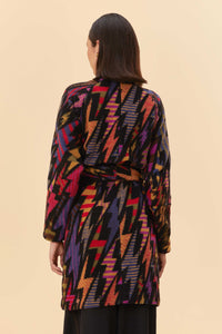 Cardigan long Lightning en molleton de laine mélangée - Noir