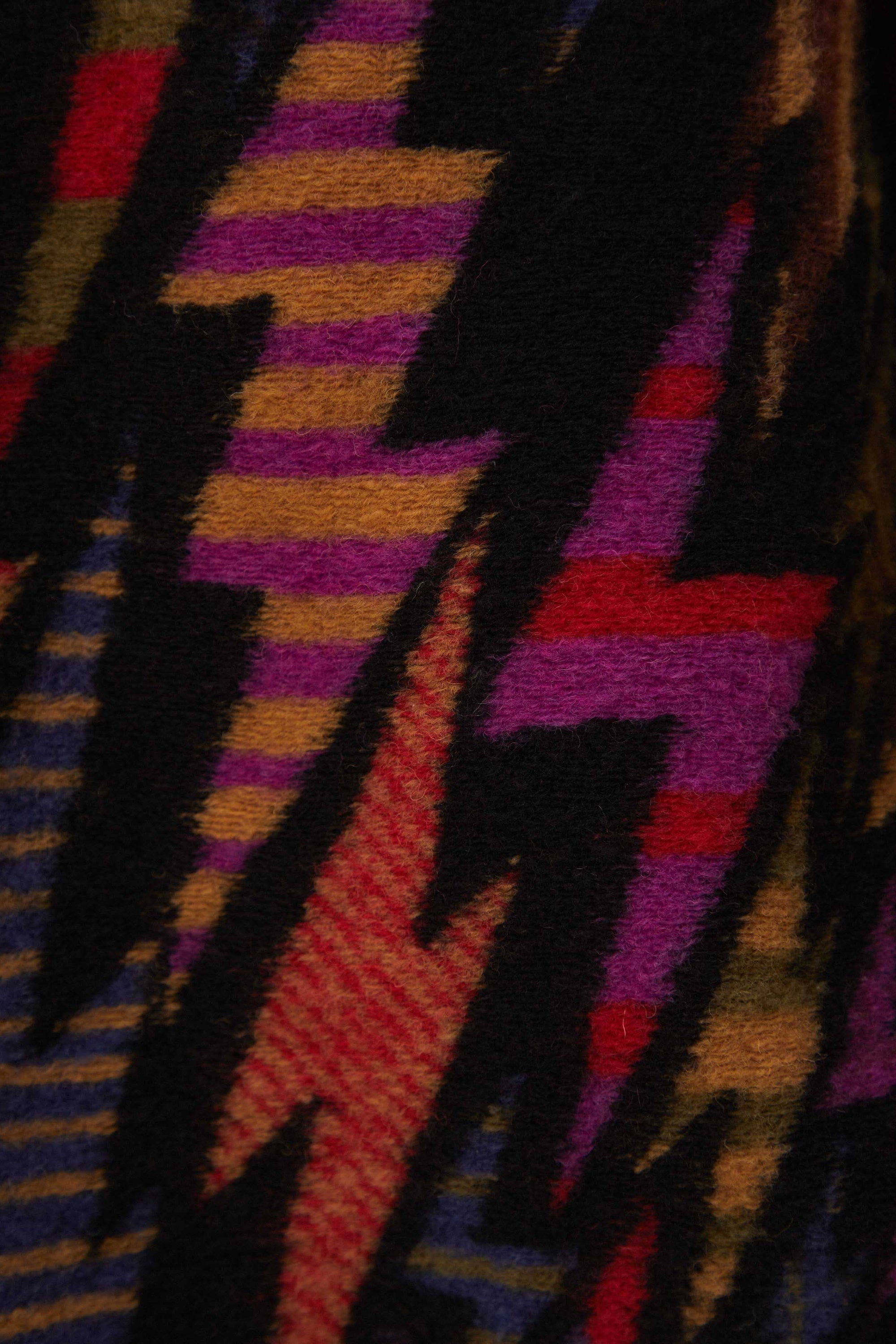 Cardigan long Lightning en molleton de laine mélangée - Noir