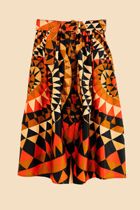 Jupe midi boutonnée avec décoration cœur en coton - Orange