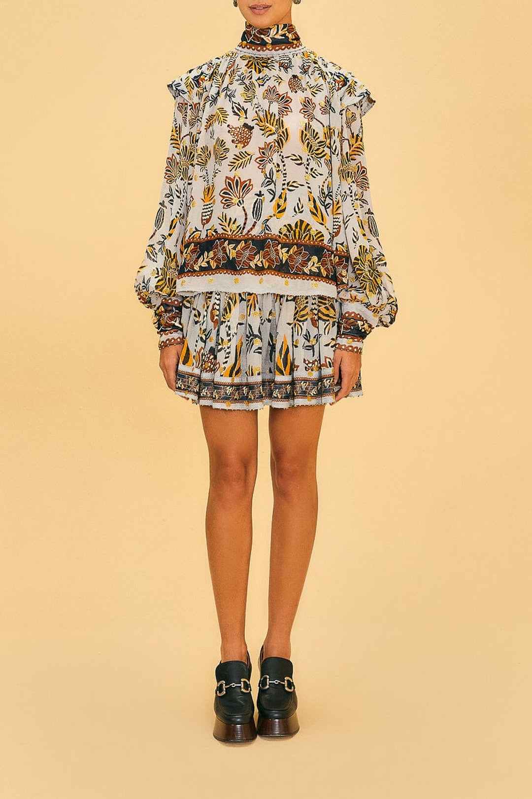 Mini jupe à motif floral - Multicolore