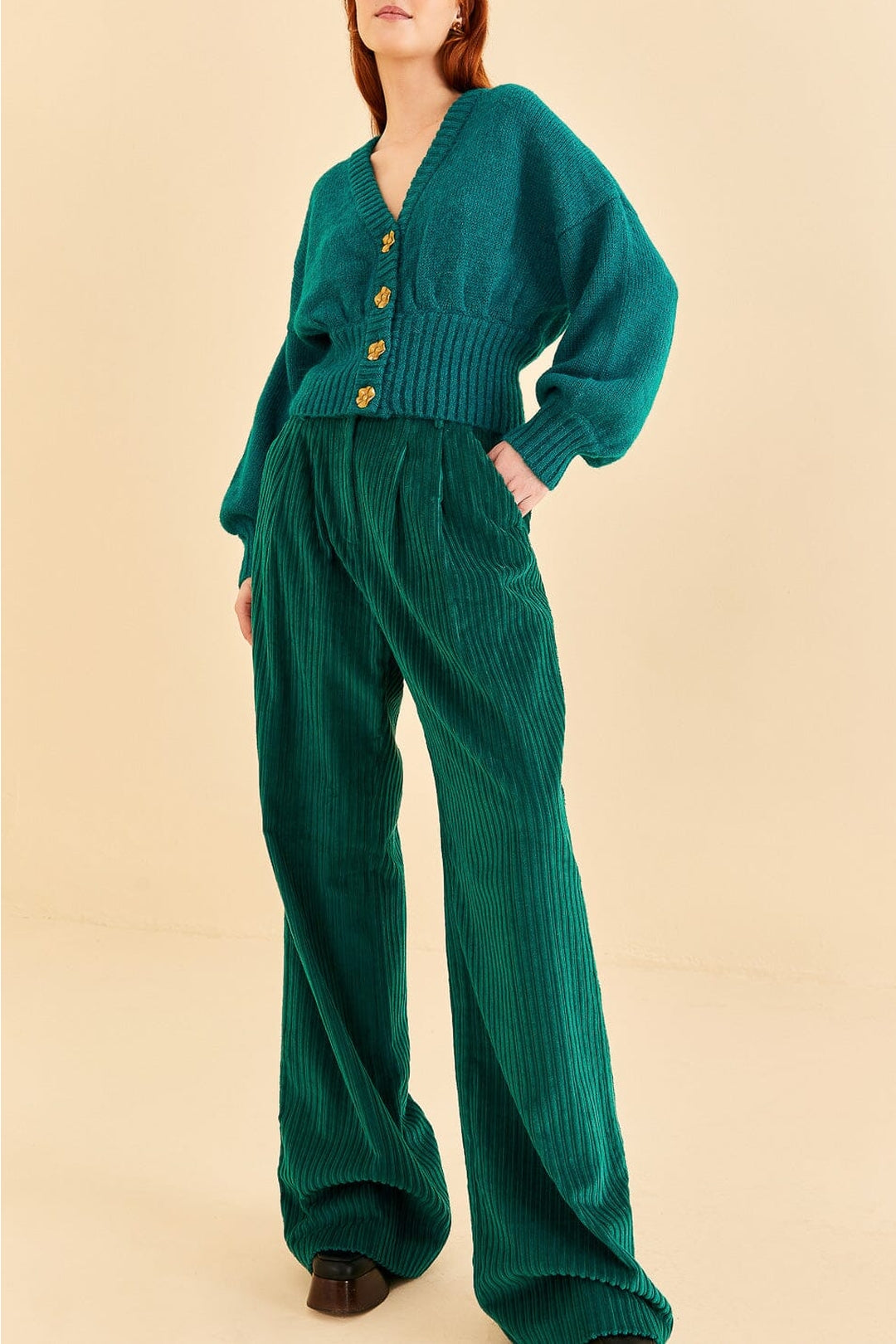 Pantalon Emeraude en velours côtelé en coton - Vert