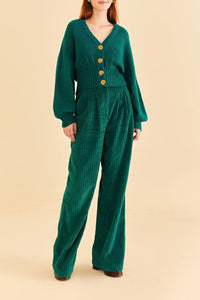 Pantalon Emeraude en velours côtelé en coton - Vert