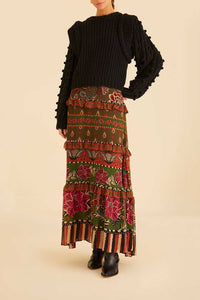 Pull tressé à manches bouffantes - Noir