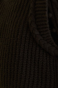 Pull tressé à manches bouffantes - Noir