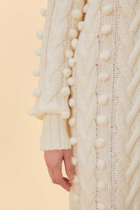 Robe midi tressée en maille - Blanc
