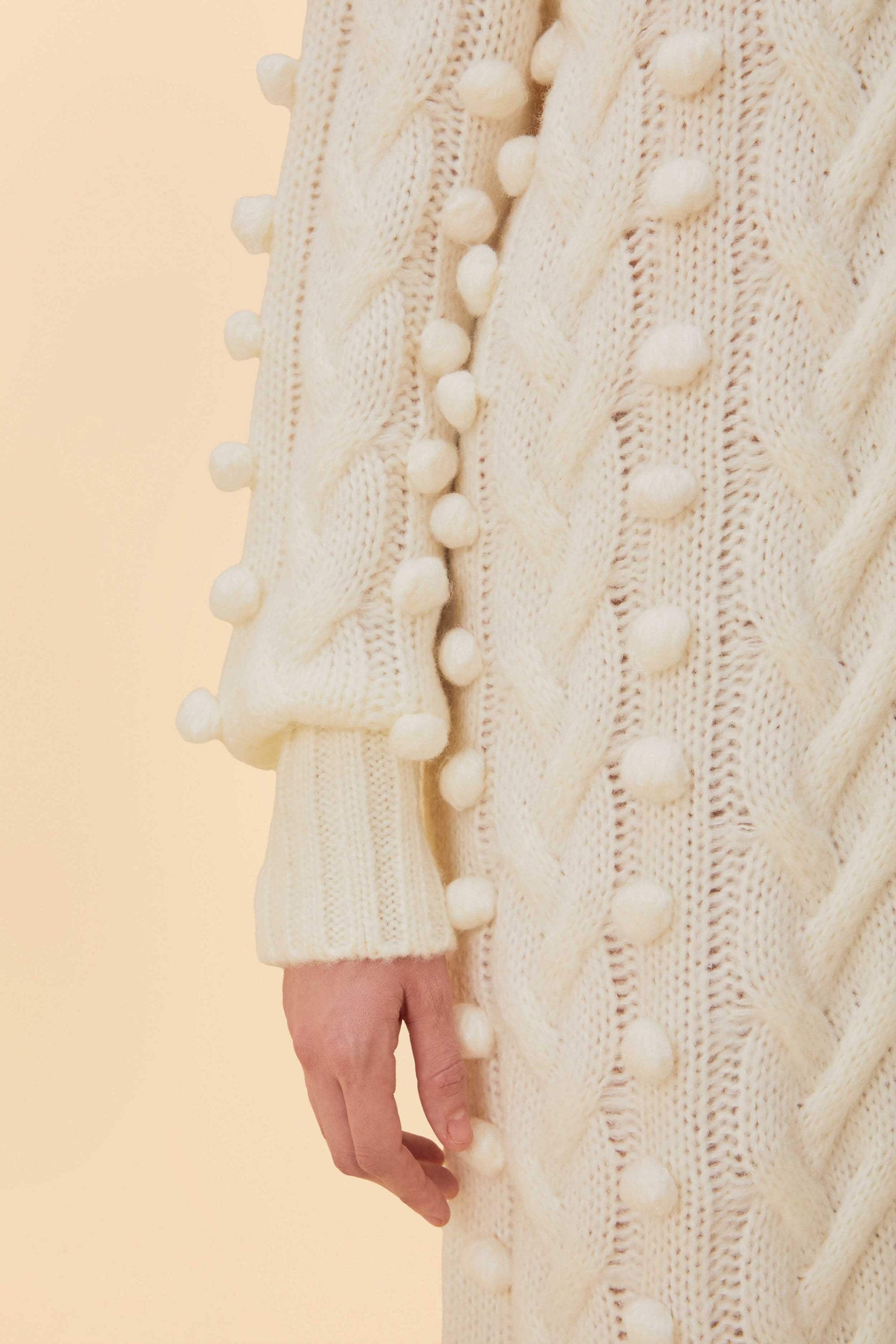 Robe midi tressée en maille - Blanc