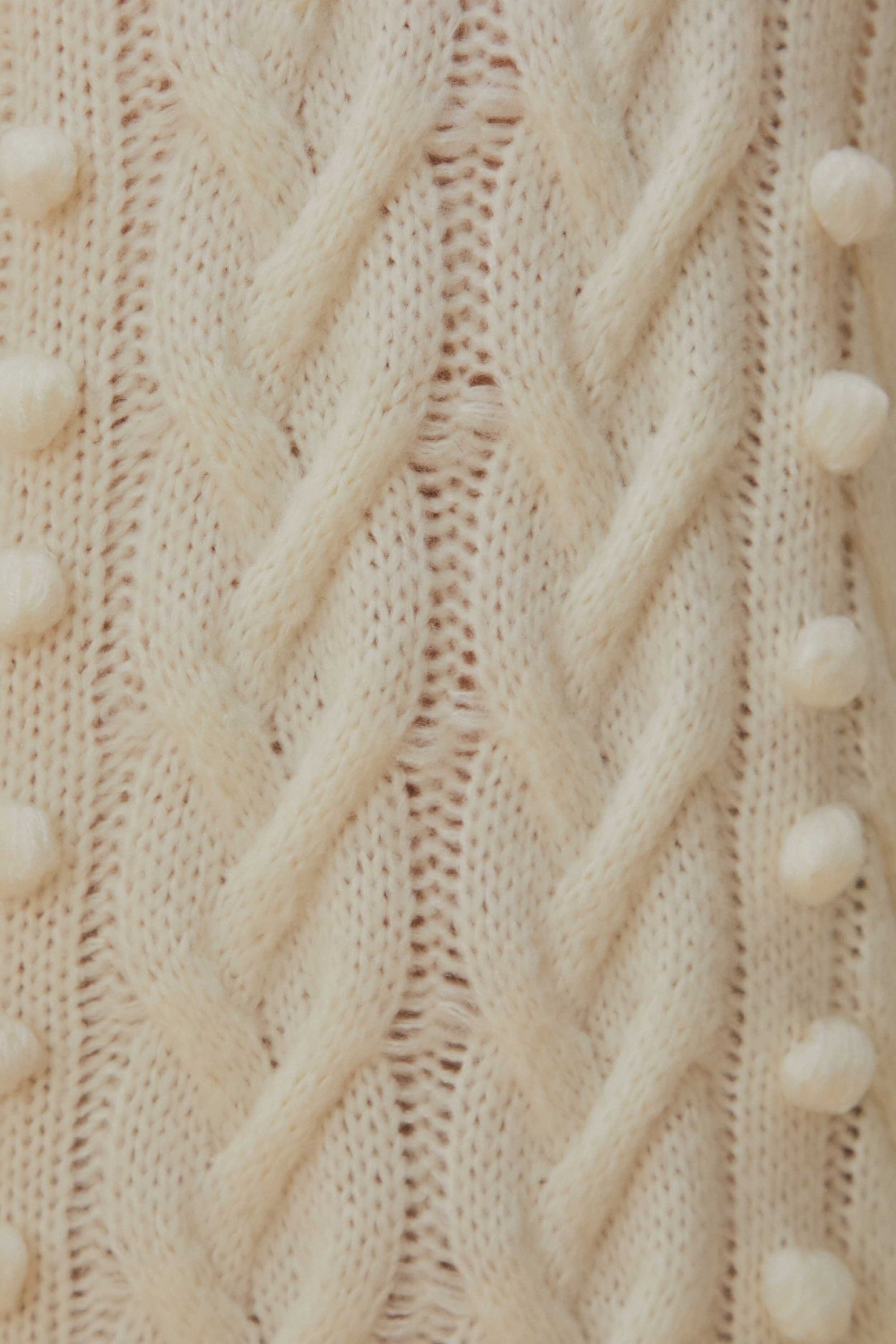 Robe midi tressée en maille - Blanc