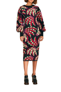 Robe midi Banana Dots en maille - Bordeaux