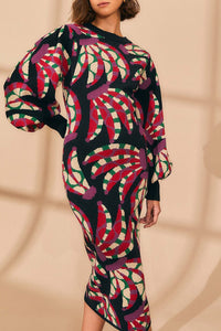 Robe midi Banana Dots en maille - Bordeaux