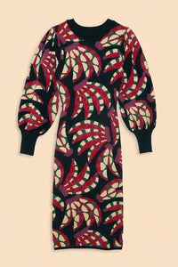 Robe midi Banana Dots en maille - Bordeaux