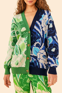 Cardigan Tropical Groove à motif en coton - Vert