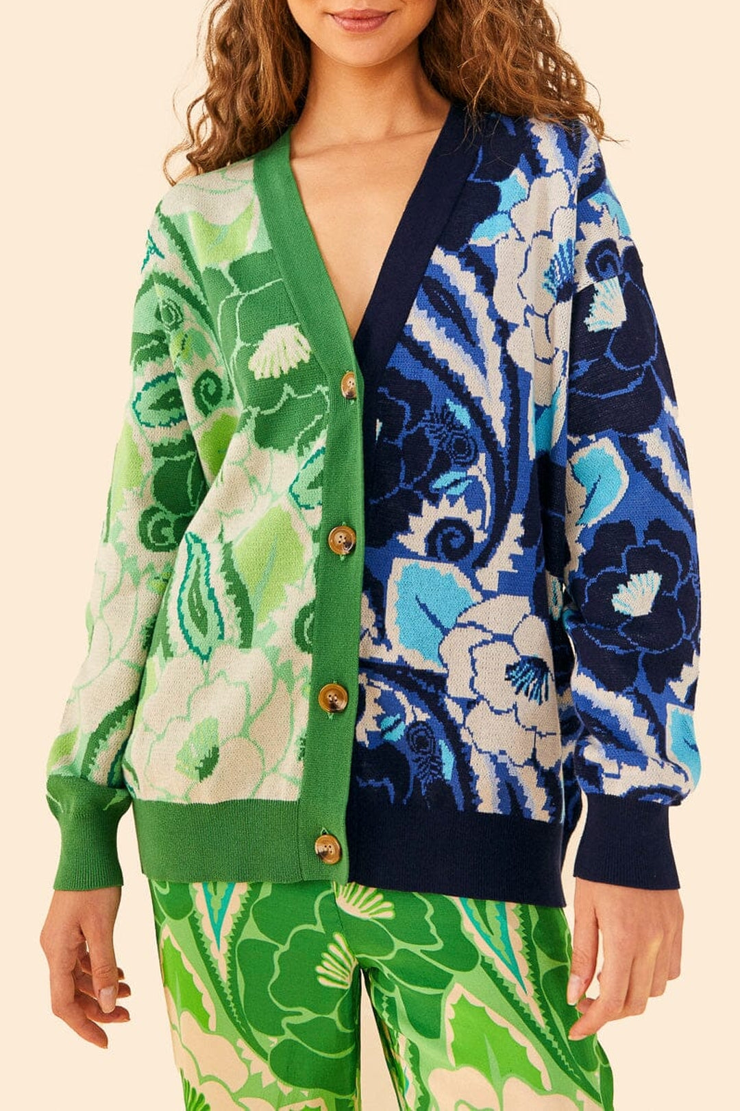 Cardigan Tropical Groove à motif en coton - Vert