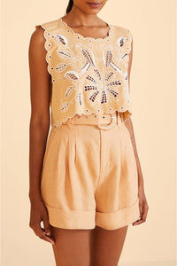 Short ajusté en lin - Beige