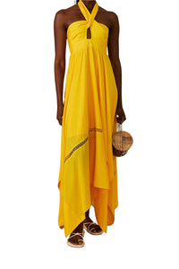Robe longue sans manches en coton - Jaune