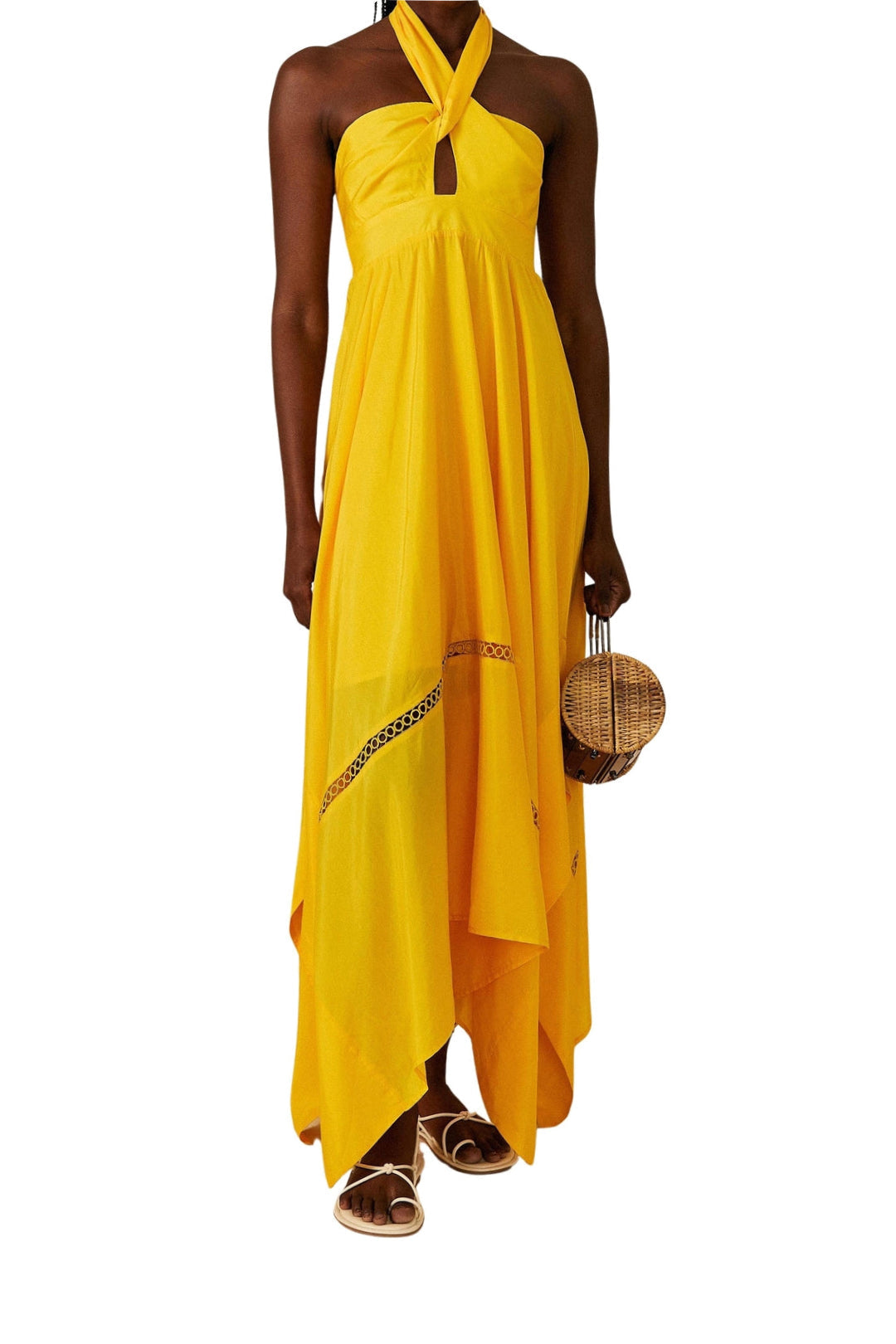 Robe longue sans manches en coton - Jaune