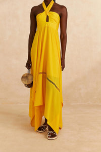 Robe longue sans manches en coton - Jaune
