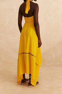 Robe longue sans manches en coton - Jaune
