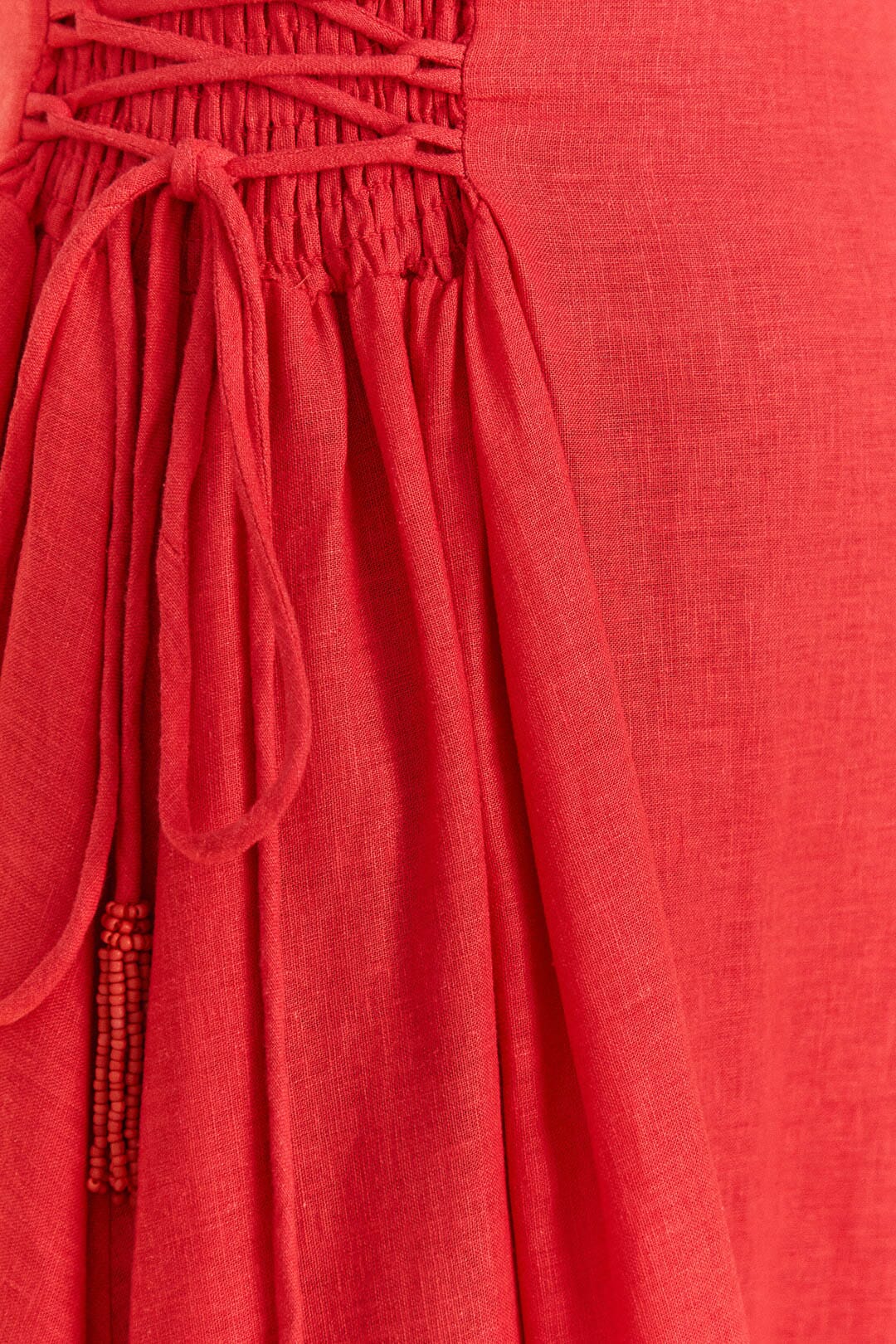 Robe longue sans manches en lin - Rouge