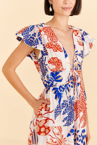 Robe longue à motifs homards en coton - Orange